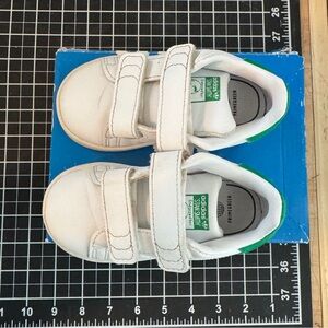 adidas Kids White and Green Stan Smith Sneakers